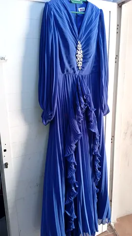Elegant Blue Evening Dress with Crystal Detail