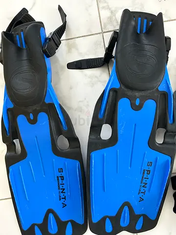 Pair of short snorkel swim fins (blue) - used