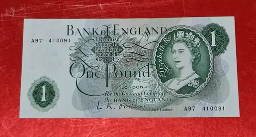 1961 England 1 Pound Banknote UNC