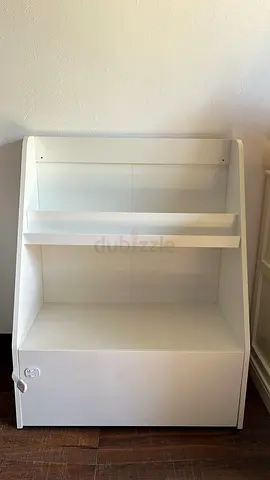 White Kids Bookshelf with Storage - Good Condition
