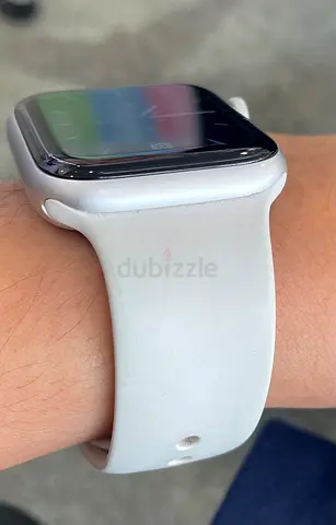 Apple Watch (Series-6, 44mm) with white sport band - working condition