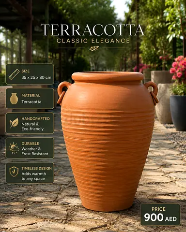 Premium Terracotta Clay Pot – Elegant Decorative Planter-Free delivery