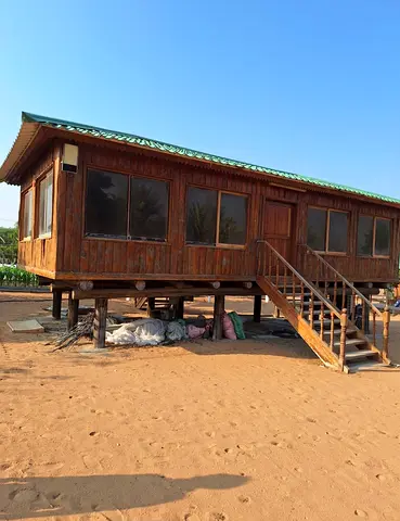 Elevated Wooden Cabin/Caravan Structure with Stairs - Solid Timber Frame