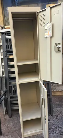 Used 3-Compartment Metal Storage Locker / Staff Lockers - Beige