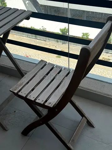 Wooden Balcony Chair - Weathered Finish