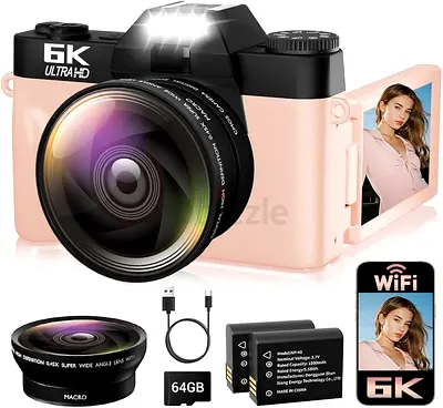 6K Digital Camera for Photography Autofocus, 64MP WiFi Vlogging Camera