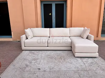 Crategbarrel L shape Sofa Beige Excellent Condition