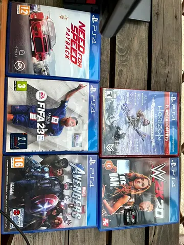 Bundle of 5 PS4 games — Need for Speed Payback, FIFA 23, Horizon, Avengers, WWE 2K20
