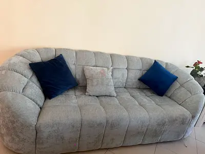 Modern Cloud Curve Plush Sofa (3 seater) – Light Blue
