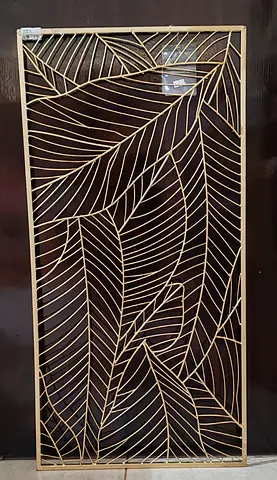 Gold Metal Decorative Wall Panel — Leaf Pattern (Large)