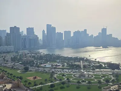 Master room + living room, stunning open sea view, balcony with amazing view, 2 bathrooms, free parking, unfurnished apartment, near Dubai exit, flexi
