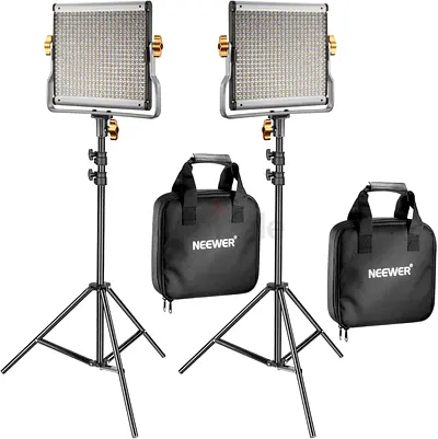 NEEWER 2 Pack Dimmable Bi-color 480 LED Video Light and Stand Lighting Kit