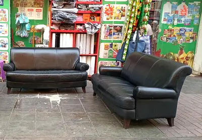 Sofa Black Pure Leather 2+2
