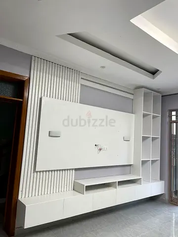 All-White Modern Media Wall