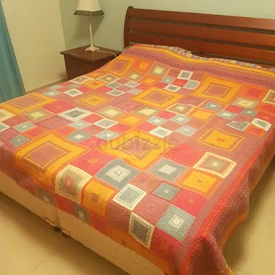 Handmade colorful patchwork bedspread / quilt - double bed