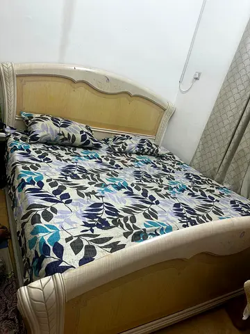 Queen wooden bed frame with headboard