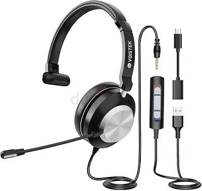 USB Headset with Microphone, Computer Headphones for PC Laptop, Work Headset