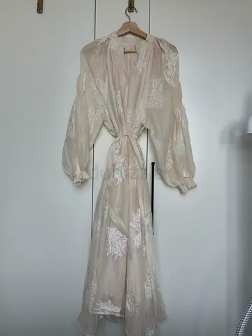 Light cream embroidered maxi dress, never used