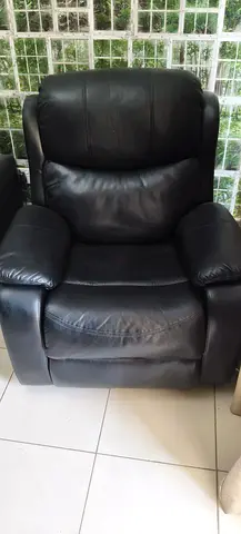 Black Leather Recliner Armchair - Comfortable Seaters