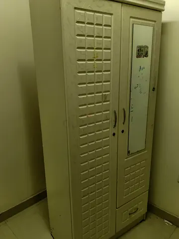 Used 2-Door Wardrobe with Mirror - Good Condition