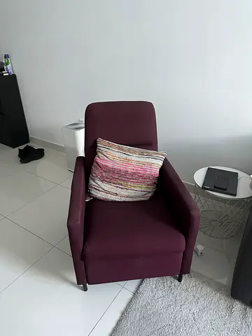 Comfortable Plum Armchair with Cushioned arm