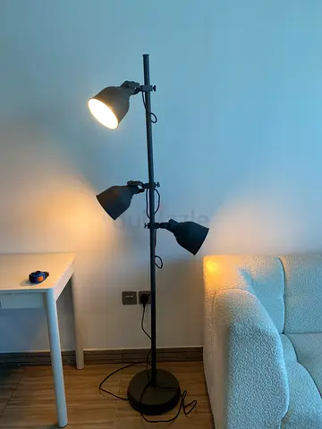 IKEA Three-Head Adjustable Black Floor Lamp - Good Condition