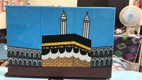 Hand-painted Kaaba Canvas Artwork — Small Decorative Painting