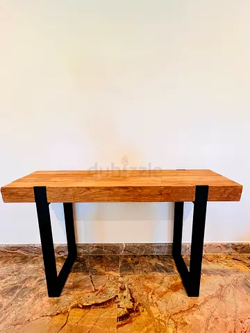 Solid Wood Console/Breakfast Table - Complete with 2 Metal Stools