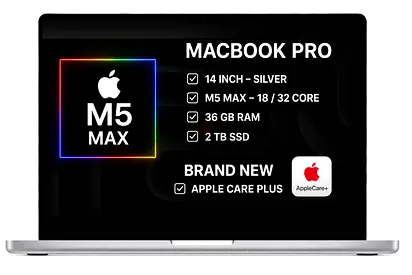 MACBOOK PRO M5 MAX 14” 36GB 2TB SILVER APPLE CARE PLUS