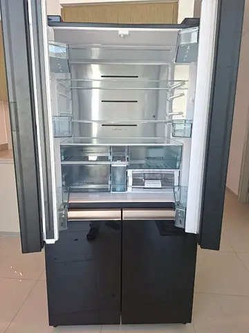 Free Delivery- Hitachi Black glass 4-Door Fridge With Bottom Freezer Width 90cm