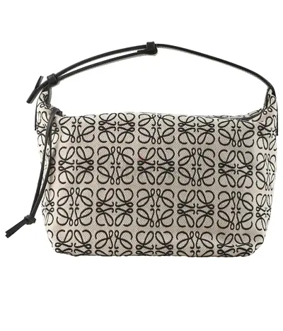 Loewe Small Cubi Bag in Anagram jacquard and black calfskin.