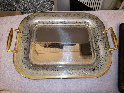 Vintage ELEGANT Silver-plated and Gold-plated 18/10 Tray | Made in Italy