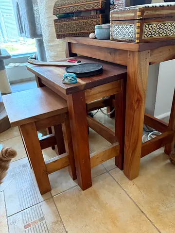 Set of 3 Solid Wood Nesting Side Tables — Good Condition