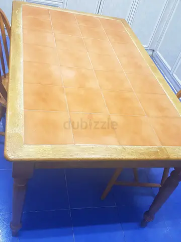 Solid Wood Dining Table with Tiled Top (4-6 Seater)
