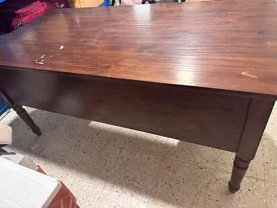 Solid Wood Dining Table / Desk with Turned Legs - Good Condition