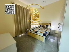 Furnished one-bedroom apartment for rent on Ajman Corniche, prime location.