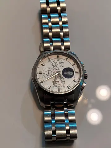 Stainless Steel Mens Chronograph Watch with Day-Date Display