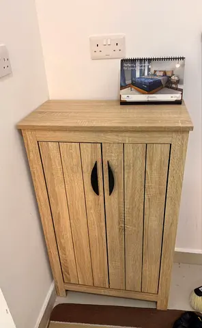 Small Wooden Storage Cabinet / Shoe Cabinet - Light Oak Finish