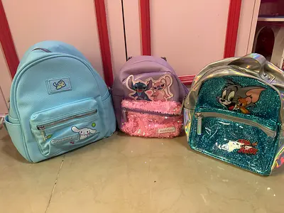Set of 3 Kids Character Backpacks (Cinnamoroll, Stitch, Tom  Jerry) - Small/Pre-school Size