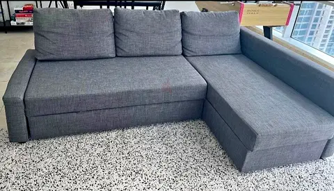Grey L-shaped Sofa Bed with Chaise - Good Condition