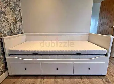 IKEA Hamnes daybed with 3 big storage drawers and 2 IKEA mattresses.