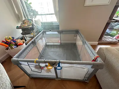 Baby Playpen with Mat 120 * 120, gray color