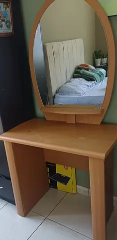 Wooden Dressing Table with Oval Mirror - Good Condition