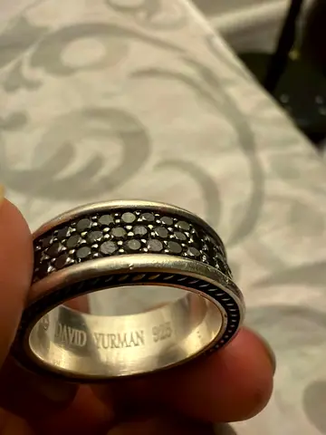 David Yurman Silver Ring (with Natural Black Diamonds)