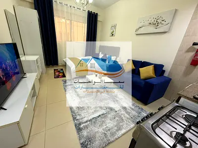 Furnished studio apartment now available for monthly rent in Al Yasmin Towers. Price: 3100 (include