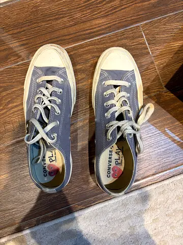 Used Grey Converse-style Low Top Sneakers, Size Visible on Request