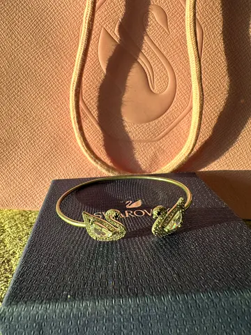 Gold-toned snake bangle bracelet with matching chain necklace (pre-owned)