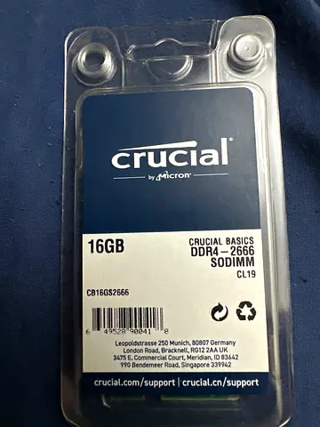 Crucial 16GB DDR4 Laptop RAM (SO-DIMM) - New/Sealed