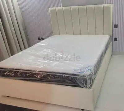 Upholstered Single Bed Frame with Headboard and Mattress (Like New)