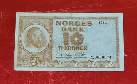 1962 Norway 10 Kronur Banknote
